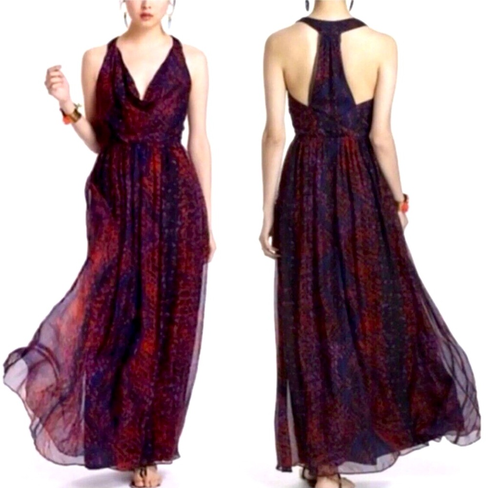 ANTHROPOLOGIE - HD in Paris Seeped Sinopia silk maxi dress